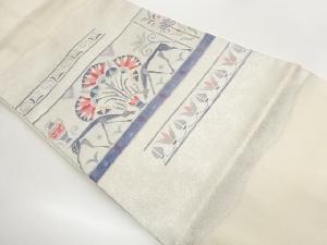 相良刺繍横段に抽象模様名古屋帯